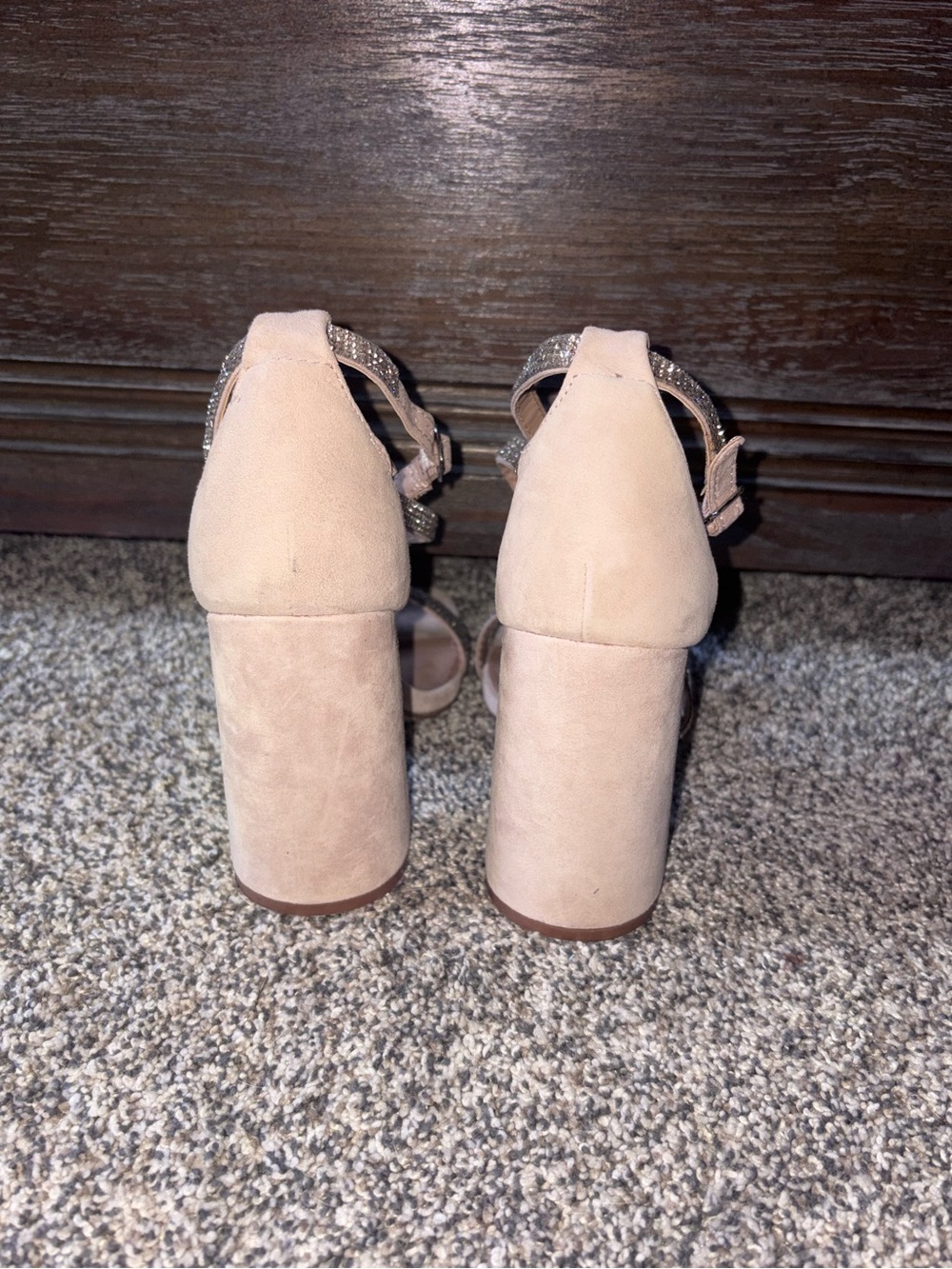 Steve Madden Blush Nude Embellished Block Heel Sandals - Picture 3 of 4